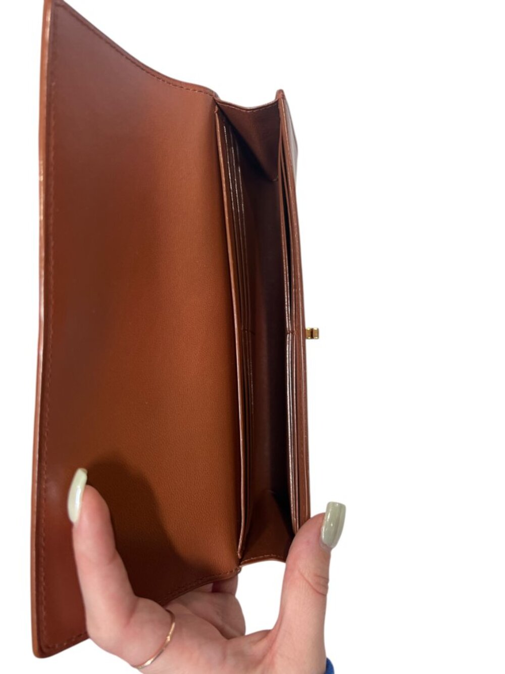 $1690 Gabriela Hearst Cognac Brown Leather Flap Phone Wallet - Picture 7 of 10